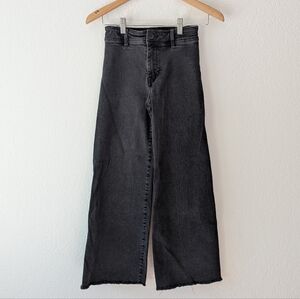 Zara Kids Girls Marine Wide Leg Jeans Black Size 10 Adjustable Waist Band Frayed